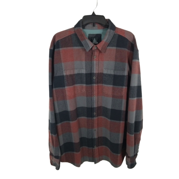 {Prana} The Brayden Long Sleeve Flannel Shirt in Gravel - Picture 2 of 16